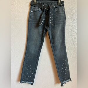 Girls black denim straight leg jeans. Size 8. Good condition.